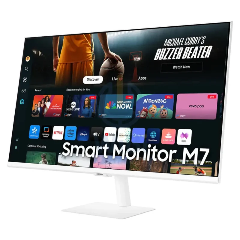 شاشة سامسونج 4K UHD M70D LS32DM703UMXUE ذكية، مقاس 32.0 بوصة، 4K UHD، 4 مللي ثانية، HDMI، USB، بلوتوث v5.2، أبيض