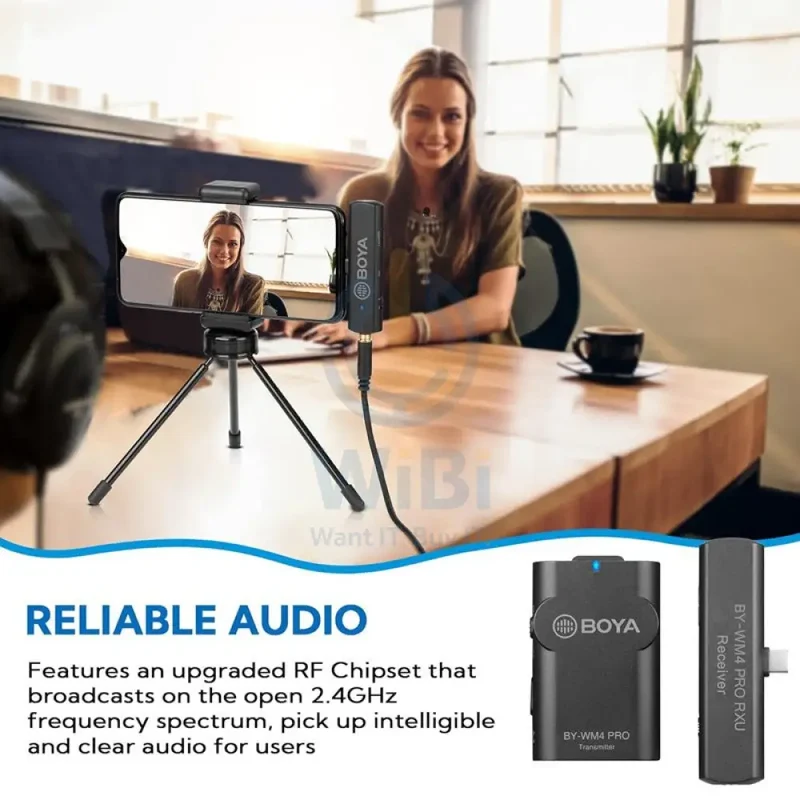 BOYA BY-WM4 Pro-K5 2.4 GHz Wireless Microphone System For Android And Other Type-c Devices (Receiver & Transmitter)