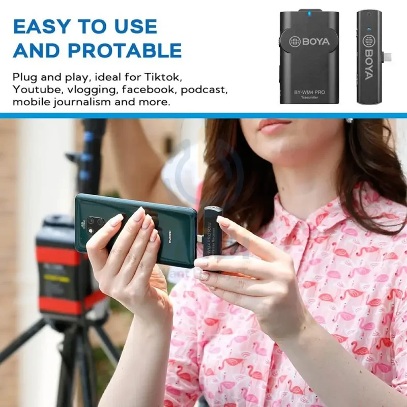 BOYA BY-WM4 Pro-K5 2.4 GHz Wireless Microphone System For Android And Other Type-c Devices (Receiver & Transmitter)