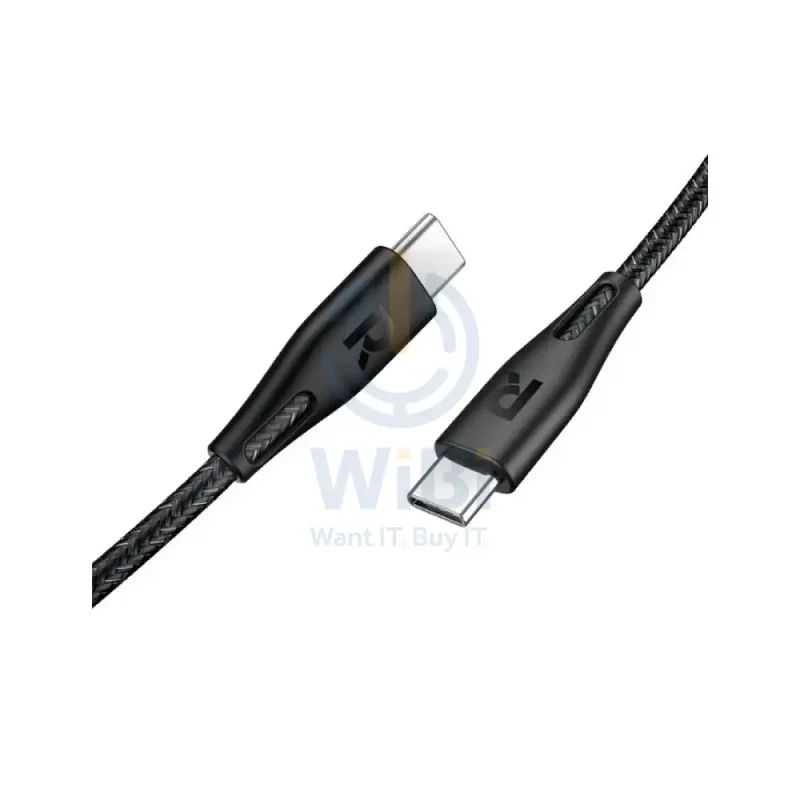 كابل شحن سريع راف باور مجدول بالنايلون - طول 1.2 متر / 60 واط / من USB-C إلى USB-C