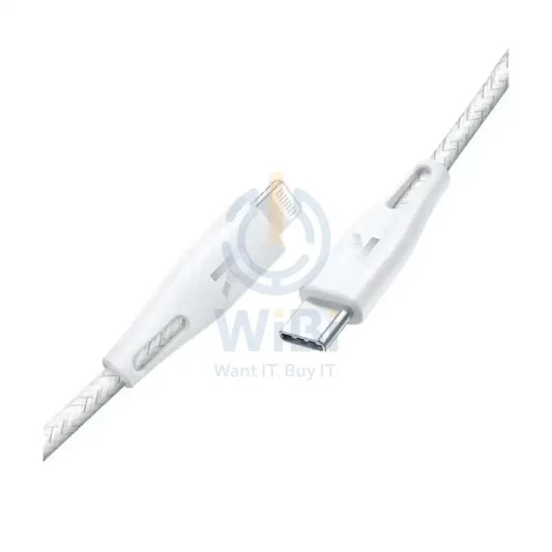 RAVPower Nylon Braided Type-C to Lightning Charging Cable - 0.3 Meter / White