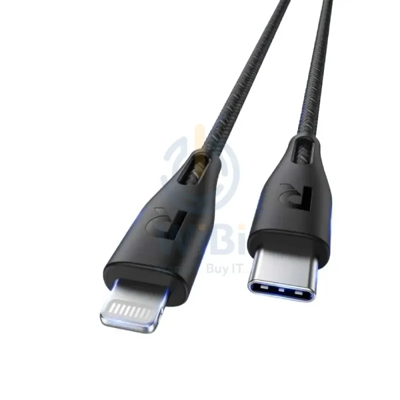 RAVPower Nylon Braided Type-C to Lightning Charging Cable - 0.3 Meter / Black