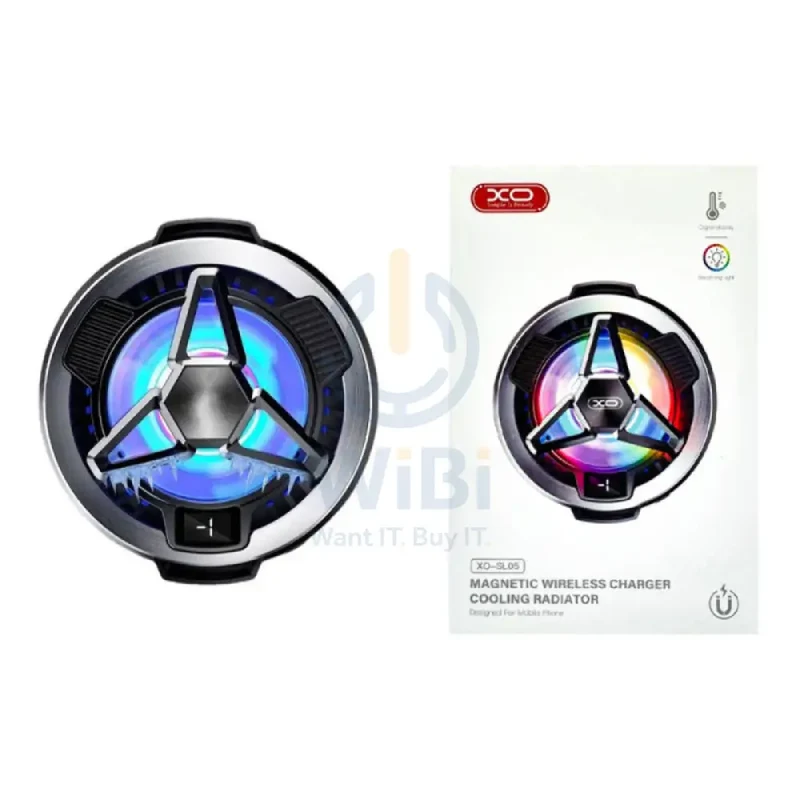 XO SL05 Mobile Magnetic Semiconductor Cooling Fan with Wireless Charging - Black