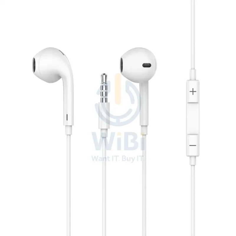 Porodo Blue Stereo Earphones With AUX Connector 1.2M/3.5mm - White