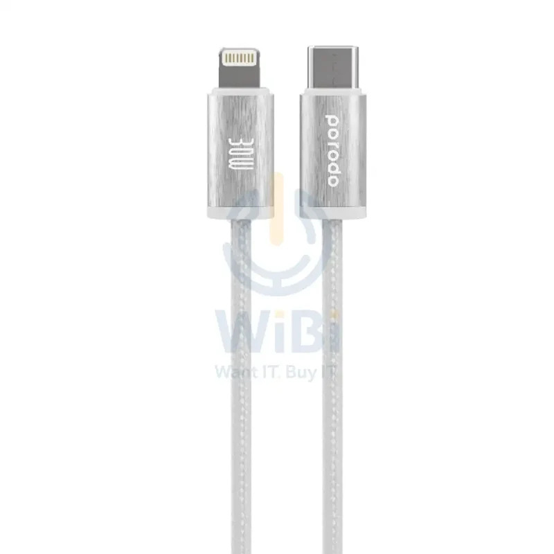 Porodo Woven 30W Lightning to Type-C Cable 1.2M - White