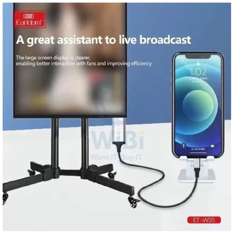 كابل محول إيرلدوم ET-W35 من HDTV إلى 8-Pin، أسود/رمادي
