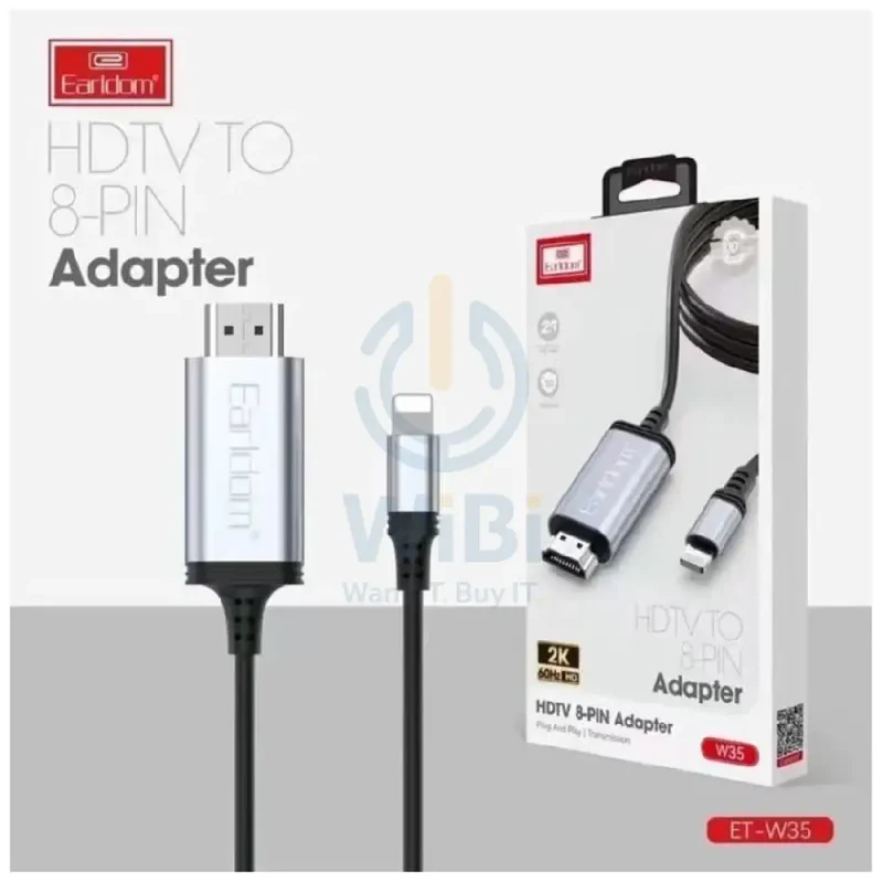 كابل محول إيرلدوم ET-W35 من HDTV إلى 8-Pin، أسود/رمادي