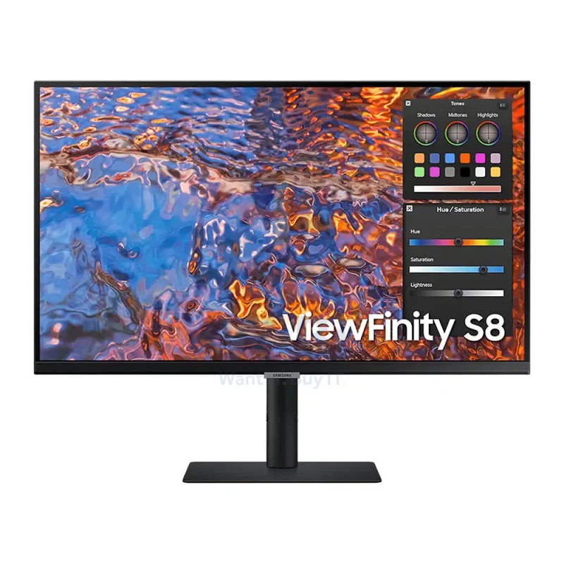 شاشة سامسونج S8 فيوفينيتي مقاس 27 بوصة بدقة 4K مع يو إس بي-C، مقاس 27.0 بوصة، 4K، تردد تحديث 60 هرتز، زمن استجابة 5 مللي ثانية، HDMI 2.0/ديسبلاي بورت 1.4/يو إس بي-C/إيثرنت، باللون الأسود