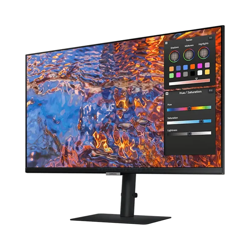 شاشة سامسونج S8 فيوفينيتي مقاس 27 بوصة بدقة 4K مع يو إس بي-C، مقاس 27.0 بوصة، 4K، تردد تحديث 60 هرتز، زمن استجابة 5 مللي ثانية، HDMI 2.0/ديسبلاي بورت 1.4/يو إس بي-C/إيثرنت، باللون الأسود