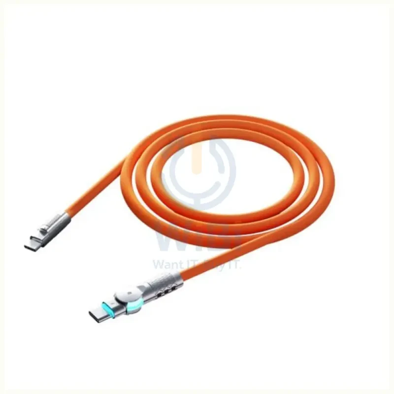 Porodo High-Speed Rotating Connector Data Cable - 100W / 1 Meter / Orange