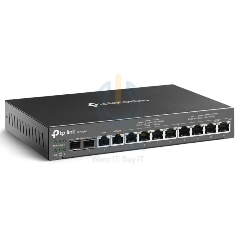 TP-Link (ER7212PC) Omada 3-in-1 Gigabit VPN Router - 8 Ports PoE / Gigabit WAN / Gigabit LAN