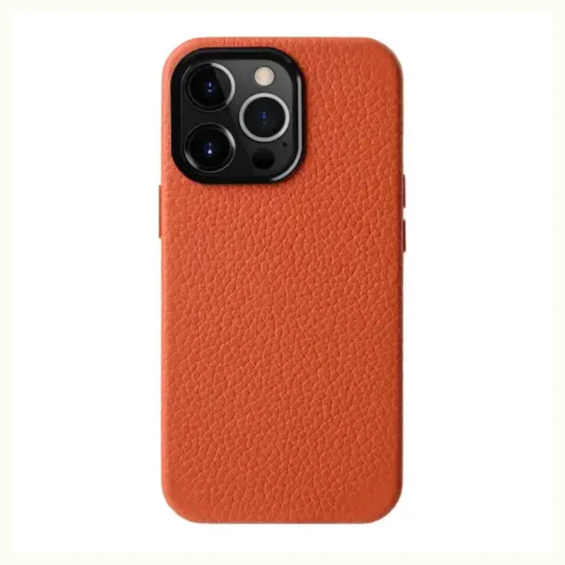 Melkco Origin Paris Magsafe Clemence Leather Regal Cover Case - Apple iPhone 15 Pro Max / Orange