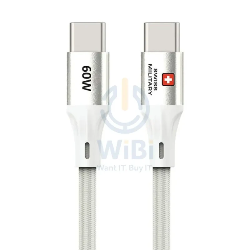 Swiss Military USB-C To USB-C Data Sync Charging Cable - 1.2 Meter / 60W / White