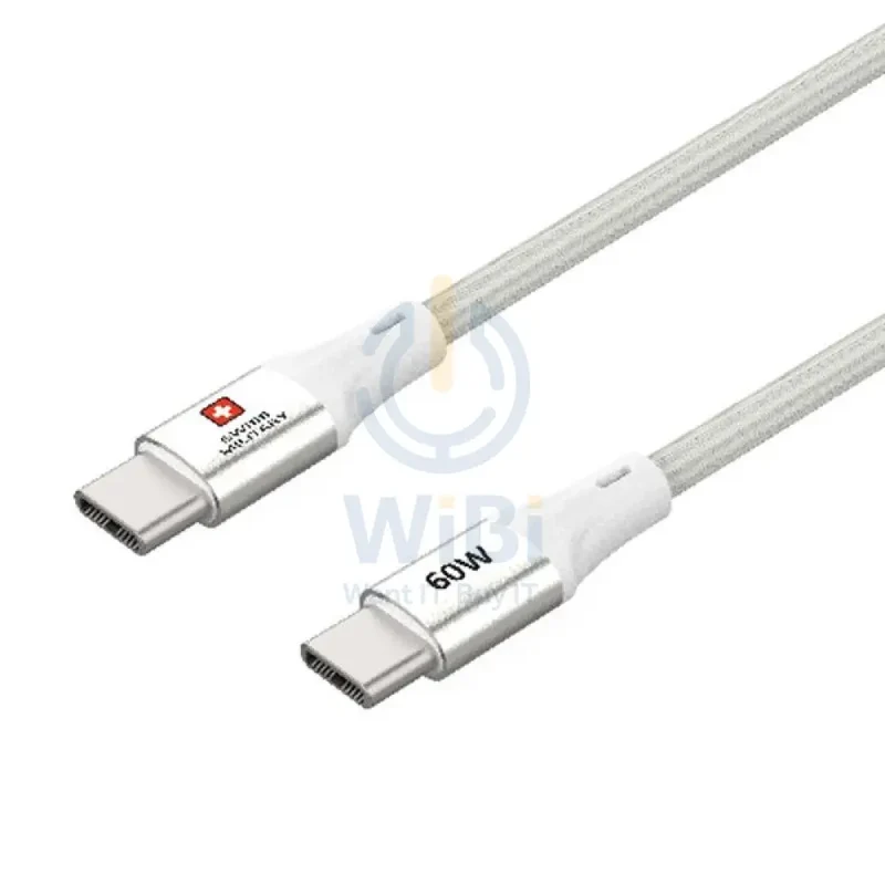 Swiss Military USB-C To USB-C Data Sync Charging Cable - 1.2 Meter / 60W / White