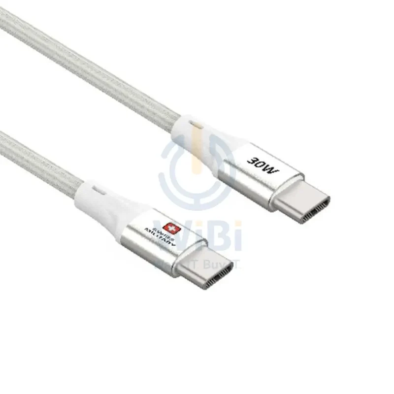 Swiss Military USB-C To USB-C Data Sync Charging Cable - 1.2 Meter / 30W / White