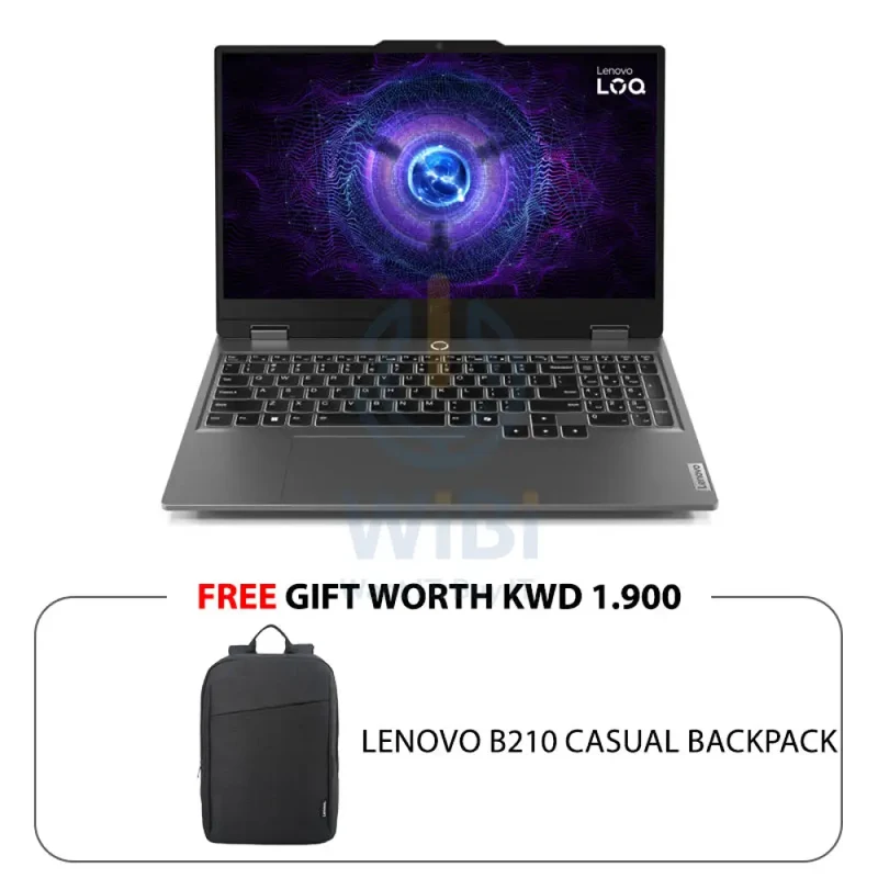 Lenovo LOQ Gen 9 - 15.6" FHD / i7 / 16GB / 512GB (NVMe M.2 SSD) / RTX 4060 8GB VGA / DOS (Without OS) / 1YW / Arabic/English / Luna Grey - Laptop