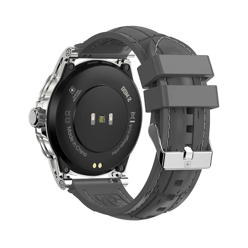 Swiss Military Dom 2 Silver Frame Gray Silicon Strap - Smart Watch