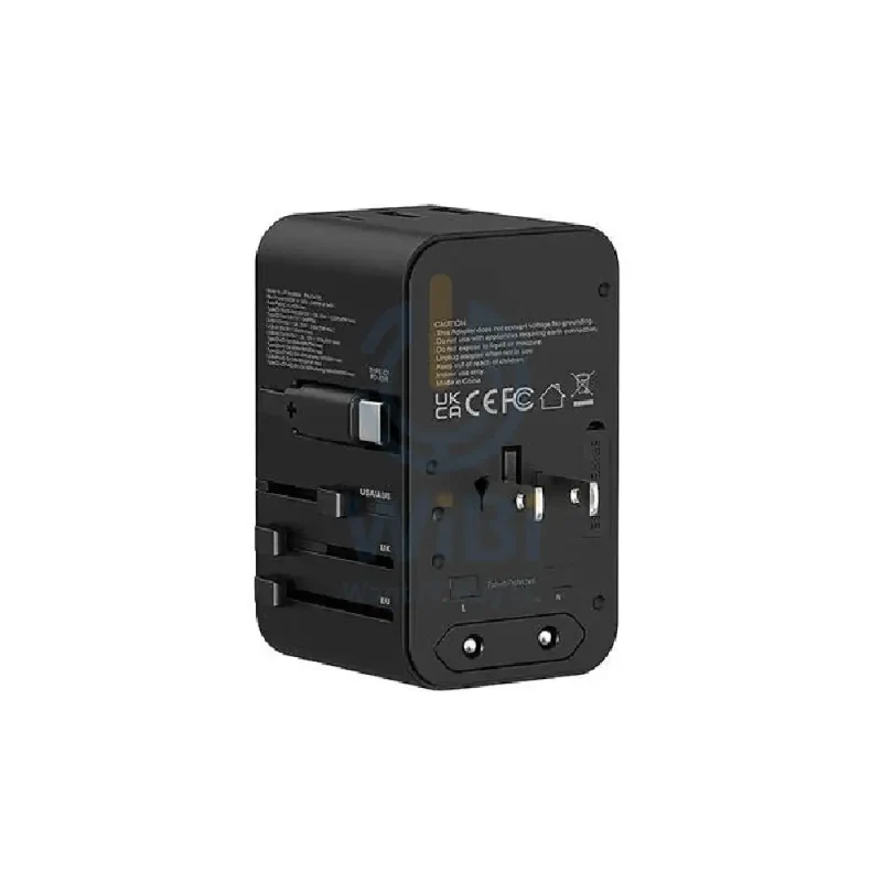 محول سفر إكس باور TA70C بتقنية PD + PPS وGaN مع كابل مدمج، بقدرة 70 واط / أسود