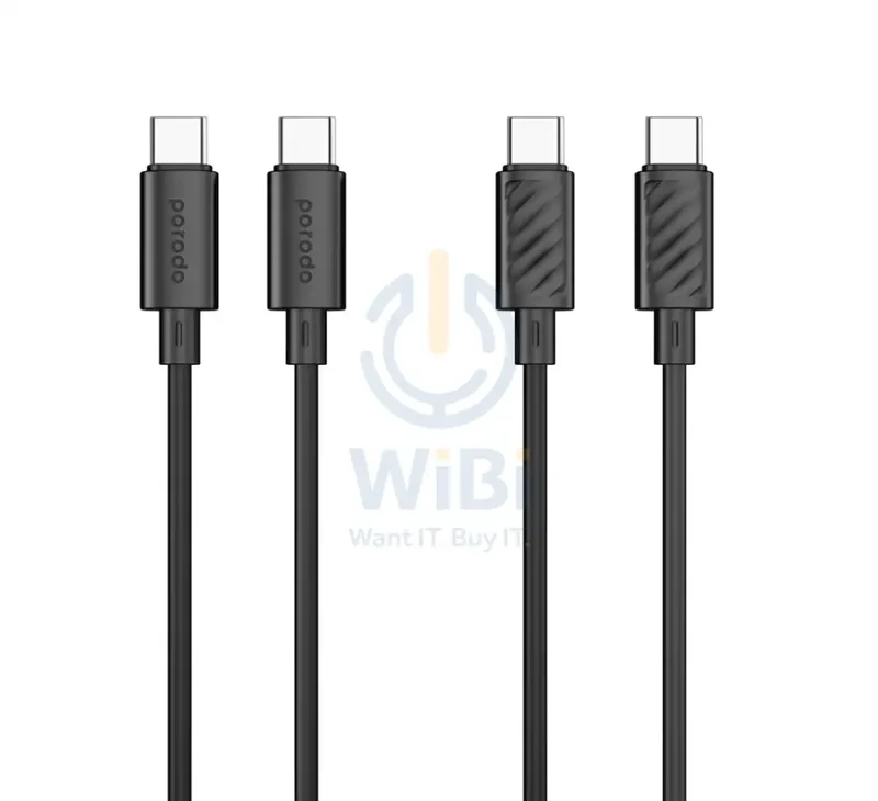 Porodo Blue PD Type C to C PVC Cable - 60W / 1.2 Meter / Black