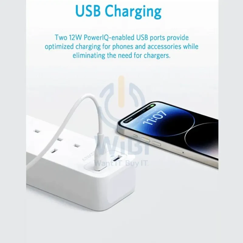 Anker 322 4-in-1 Extension Power Socket - 2x USB-A / 2m Cable Length / White