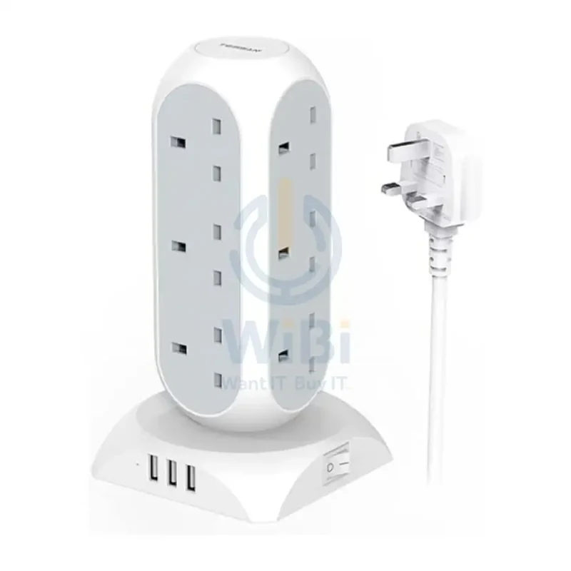 TESSAN 12-Way Multi-Plug Extension - 15W / 1700J / 2 Meter / White