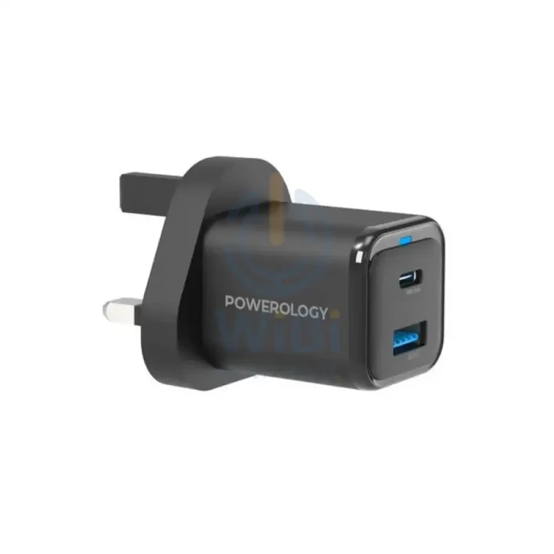 Powerology Super Compact Quick Charger With Cable - 35W / 1.2 Meter / Black