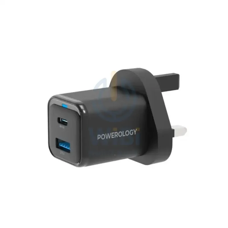 Powerology Super Compact Quick Charger With Cable - 35W / 1.2 Meter / Black