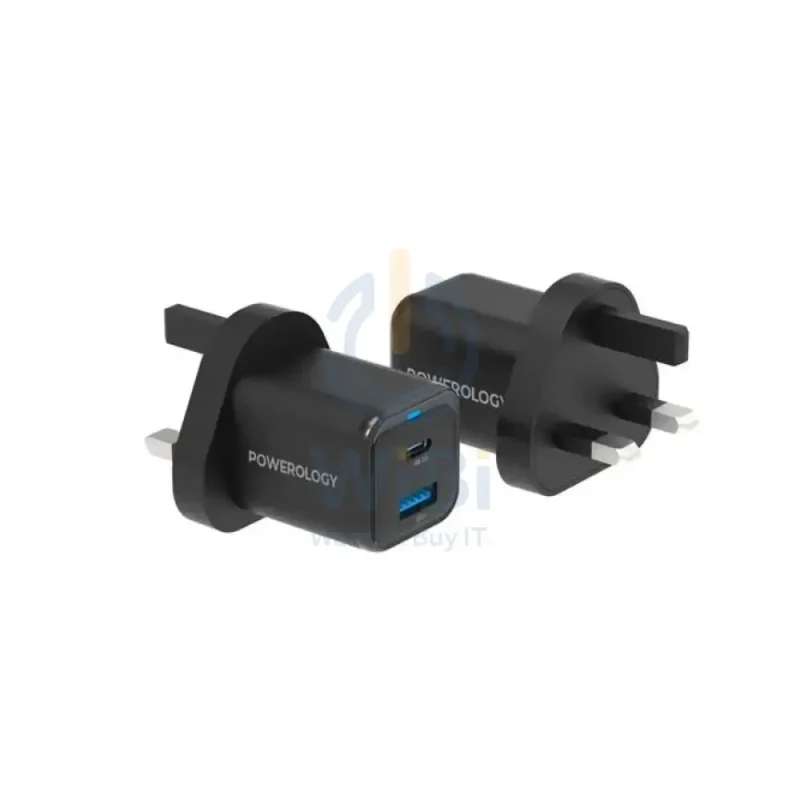 Powerology Super Compact Quick Charger With Cable - 35W / 1.2 Meter / Black