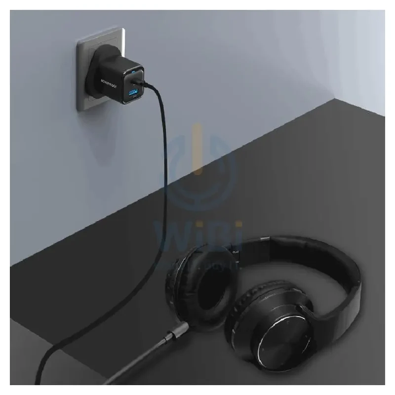 Powerology Super Compact Quick Charger With Cable - 35W / 1.2 Meter / Black