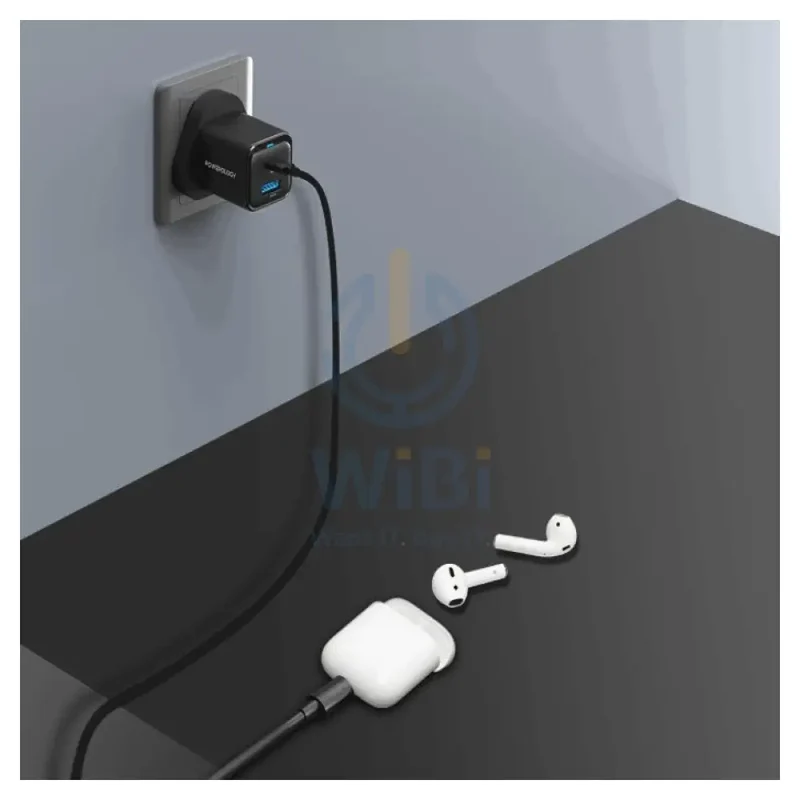 Powerology Super Compact Quick Charger With Cable - 35W / 1.2 Meter / Black