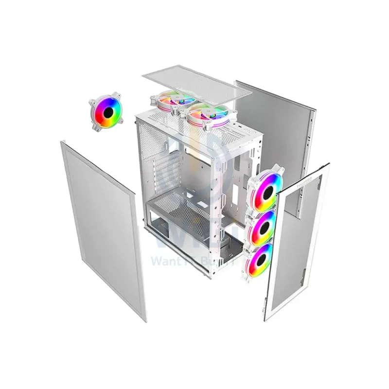 Twisted Minds Manic Shooter-03 Mid Tower ARGB Fan Gaming Case - 4 x 120mm / White