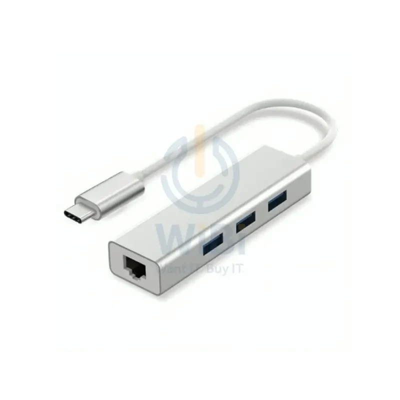 موزع كيويس تايب سي إلى 3 منافذ يو إس بي A مع محول RJ45