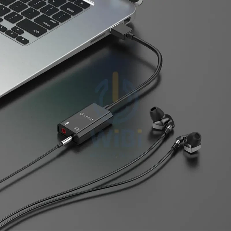 كارت صوت خارجي أوريكو USB، باللون الأسود
