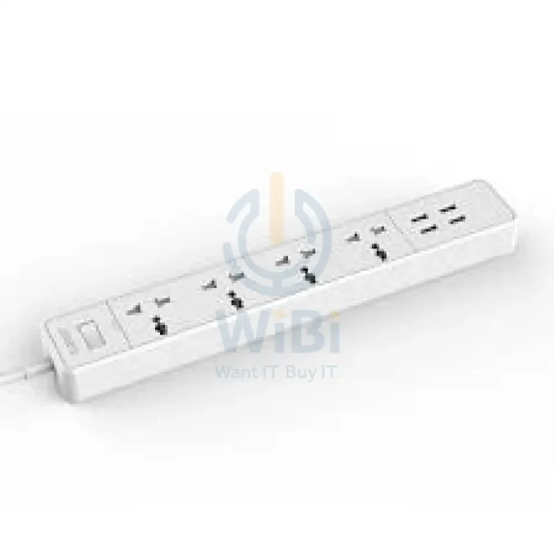 مشترك كهربائي أوريكو بـ4 مخارج طاقة و4 منافذ شحن USB - أبيض
