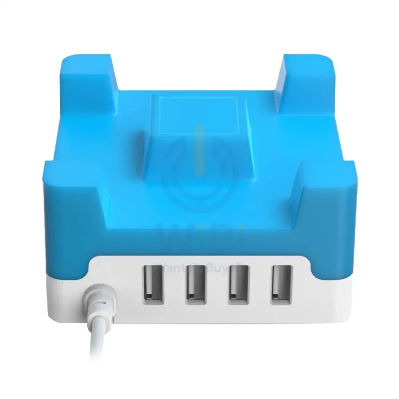 شاحن مكتبي ذكي أوريكو مع حامل هاتف وتابلت - 4 منافذ USB / 20 واط / أزرق وأبيض
