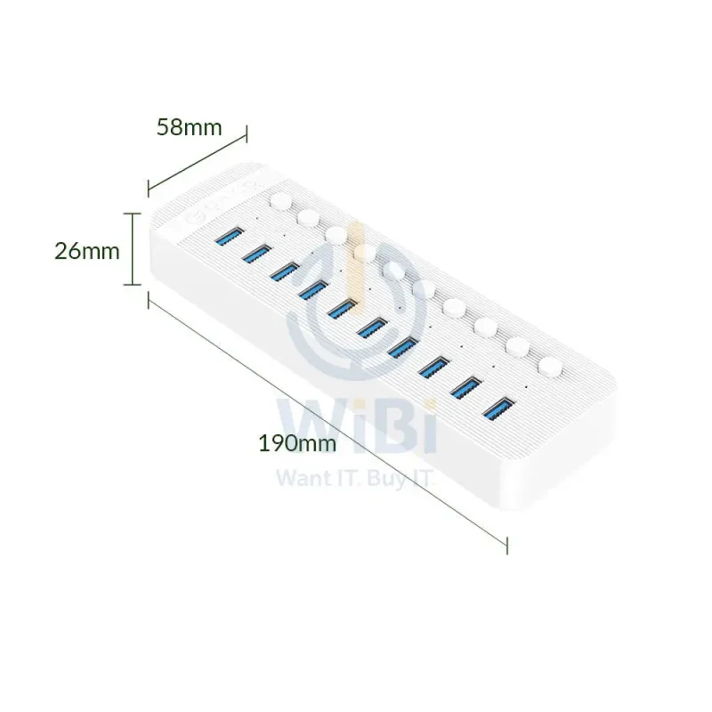 ORICO Multi-Port Hub With Individual Switches - White