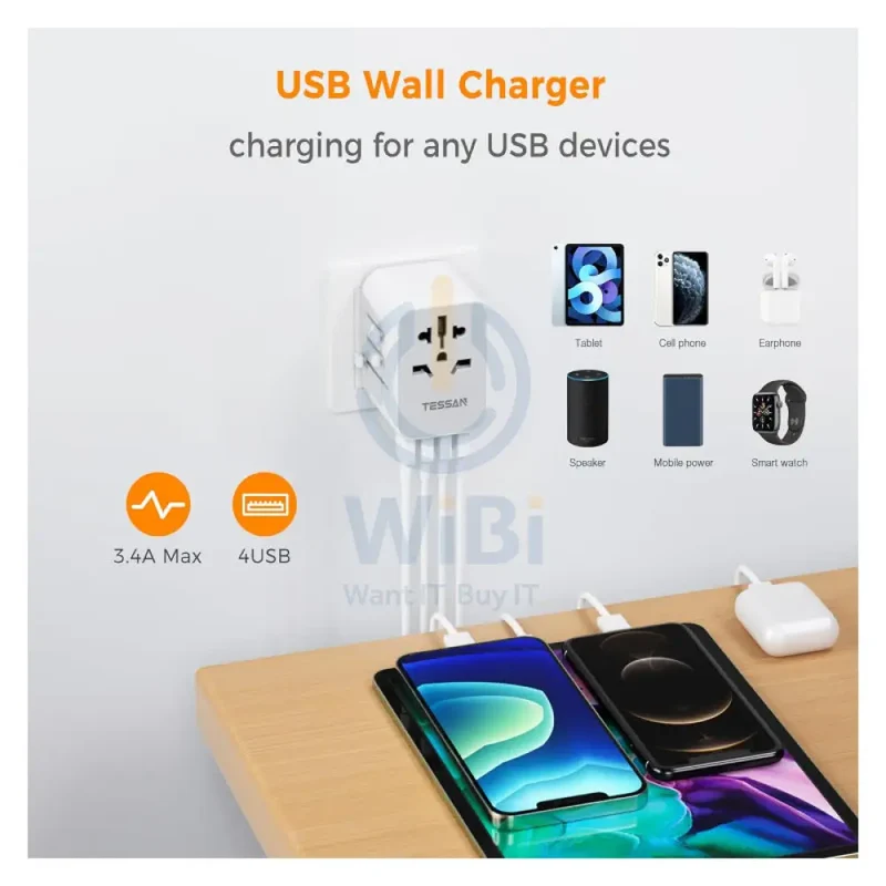 TESSAN Universal Power Adapter - 28W / Grey