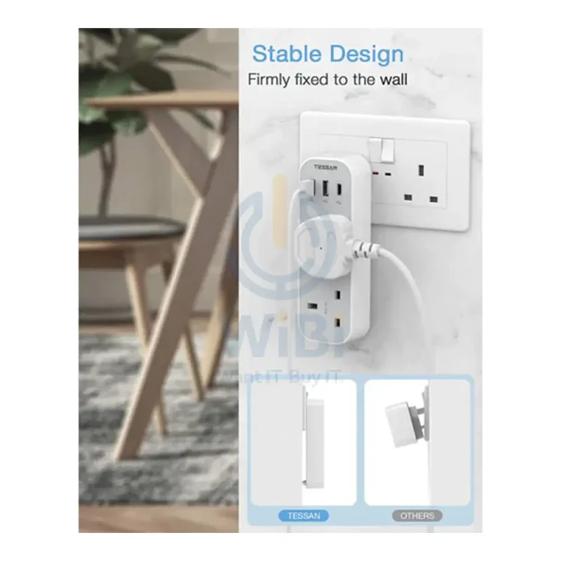TESSAN Multi-Plug Extension Adapter - 15W / White