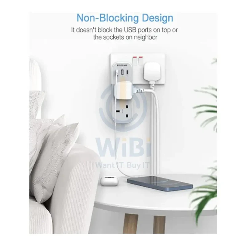 TESSAN Multi-Plug Extension Adapter - 15W / White