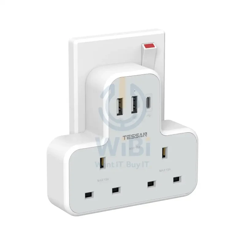 TESSAN Multi-Plug Extension Adapter - 12W / White