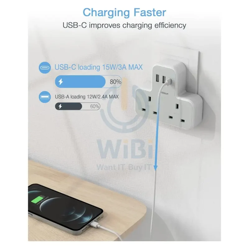 TESSAN Multi-Plug Extension Adapter - 12W / White