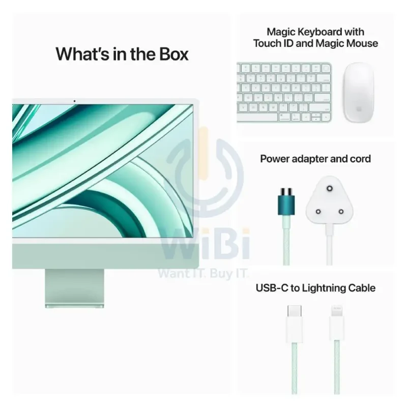 Apple iMac - 24" / M3 / 8-Core CPU / 10-Core GPU / 16-Core Neural Engine / 16GB RAM / 2TB SSD / Arb/Eng / Green / 1YW