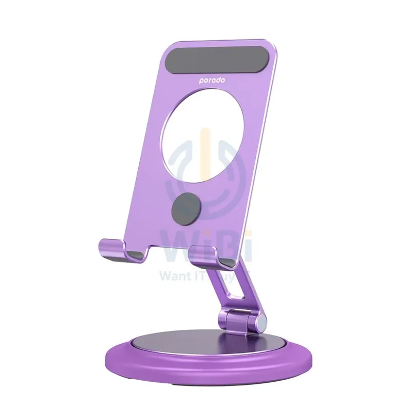 Porodo Aluminum alloy x carbon fiber 360° Rotatable and Angle Adjustable Phone Stand - Purple