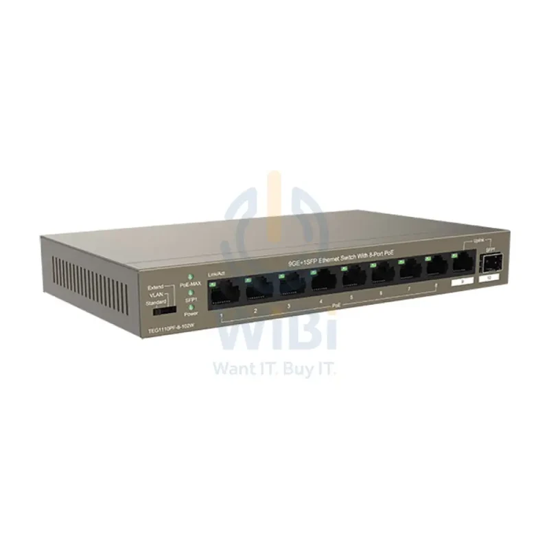 سويتش إيثرنت تيندا (TEG1110PF-8-102W) ‏9GE+1SFP مع 8 منافذ PoE - 20 جيجابت/ثانية / LAN