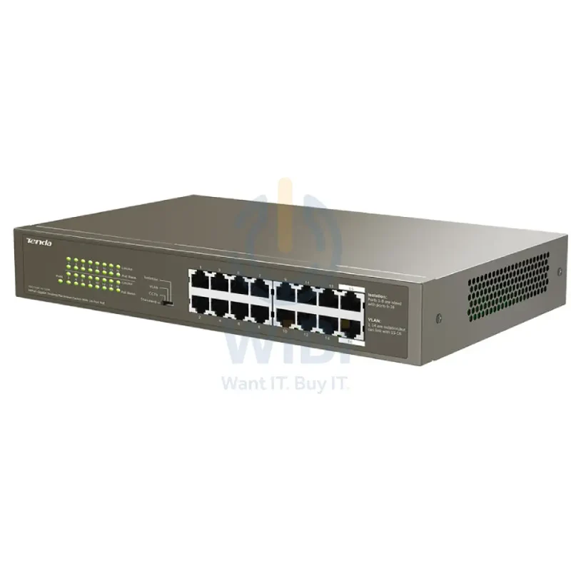 Tenda (TEG1116P-16-150W) 16-Port Gigabit Ethernet Switch with 16-Port PoE - 32 Gbps / LAN