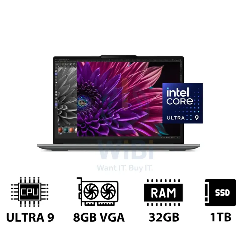 Lenovo Yoga Pro 9 Gen 9 - 16.0" 3.2K Touch / Ultra 9 185H / 32GB / 1TB (NVMe M.2 SSD) / RTX 4060 8GB VGA / Win 11 Home / 2YW / Arabic/English / Luna Grey - Laptop