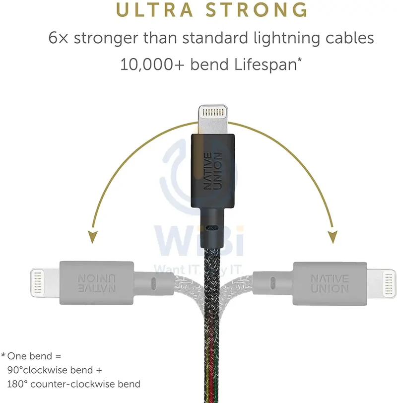 كابل نيتيف يونيون بيلت XL - من USB-A إلى Lightning بطول 3 أمتار - أسود كوزموس