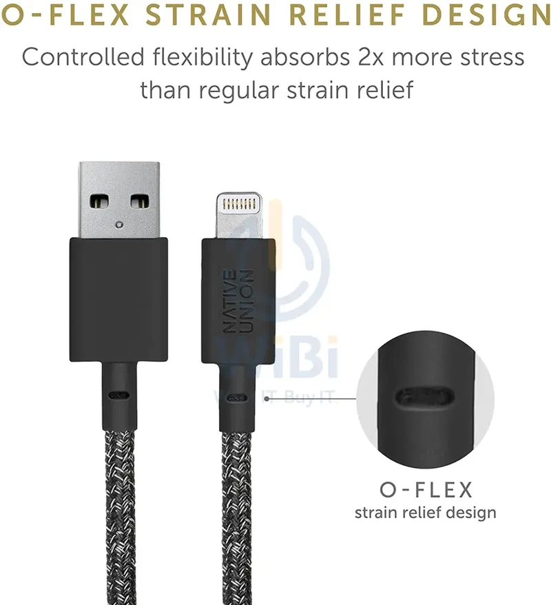 كابل نيتيف يونيون بيلت XL - من USB-A إلى Lightning بطول 3 أمتار - أسود كوزموس