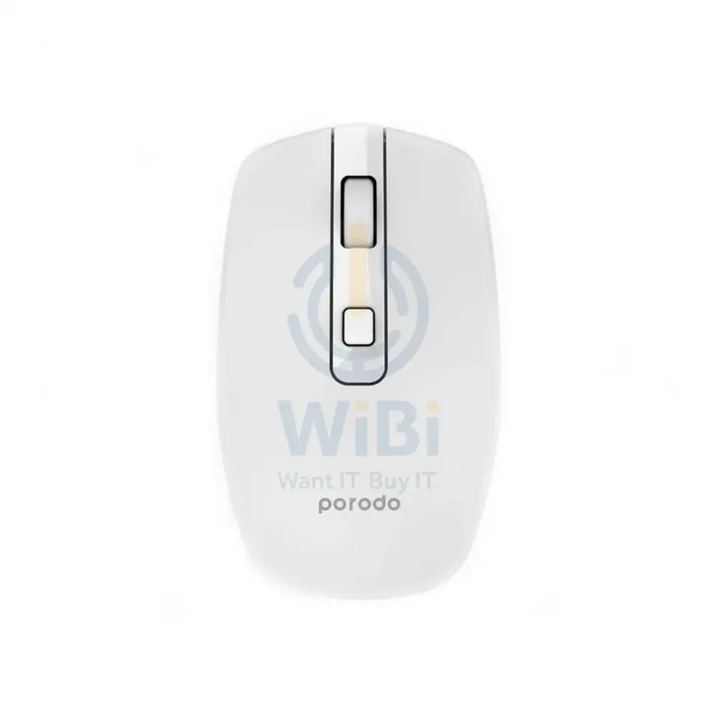 Porodo 2.4G Wireless and Bluetooth Rechargeable Mouse DPI 1600 - White