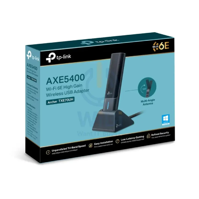 محول يو إس بي لاسلكي تي بي-لينك آرتشر (Archer TXE70UH) AXE5400 عالي الكسب، واي فاي 6E، بتردد 6 جيجاهرتز (2402 ميجابت في الثانية)